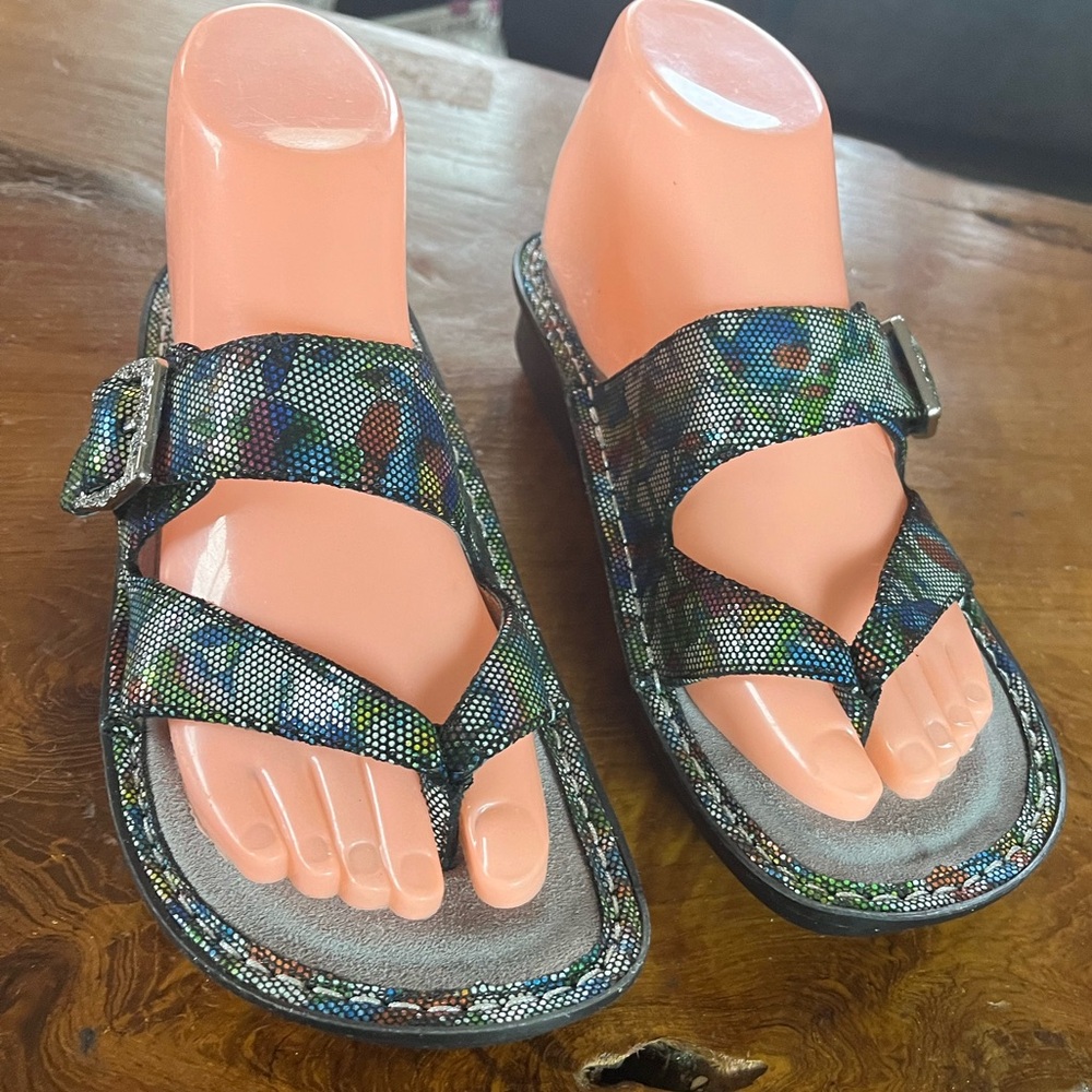Alegria Valentina Thong Slide Sandals Size 37 Multicolor Comfort Footbed